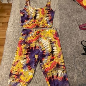 2 piece tye dye biker short set